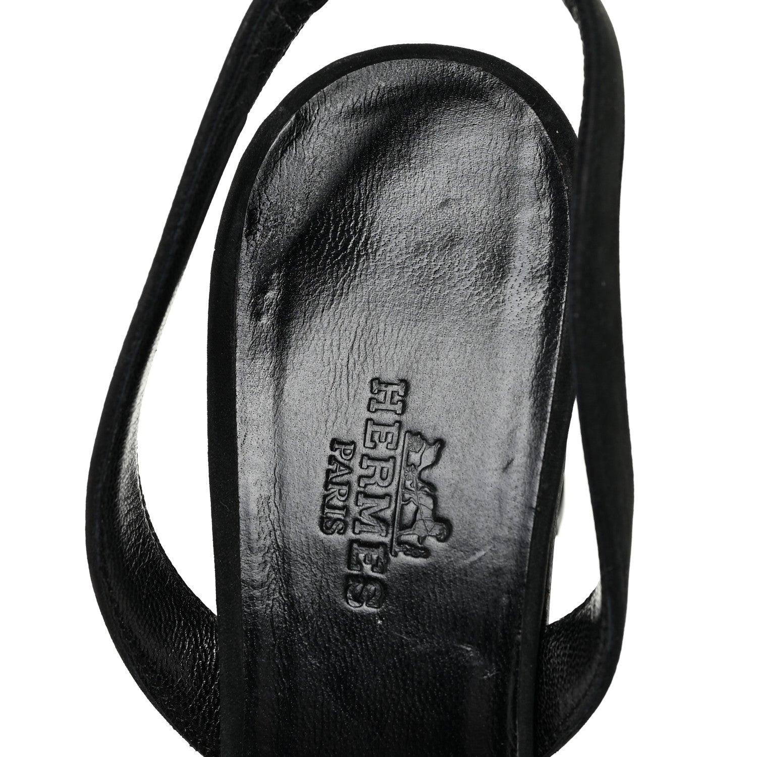 Hermes Suede Slingback Sandals 37.5 Black 16 of 17