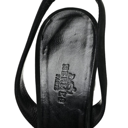 Hermes Suede Slingback Sandals 37.5 Black 16 of 17