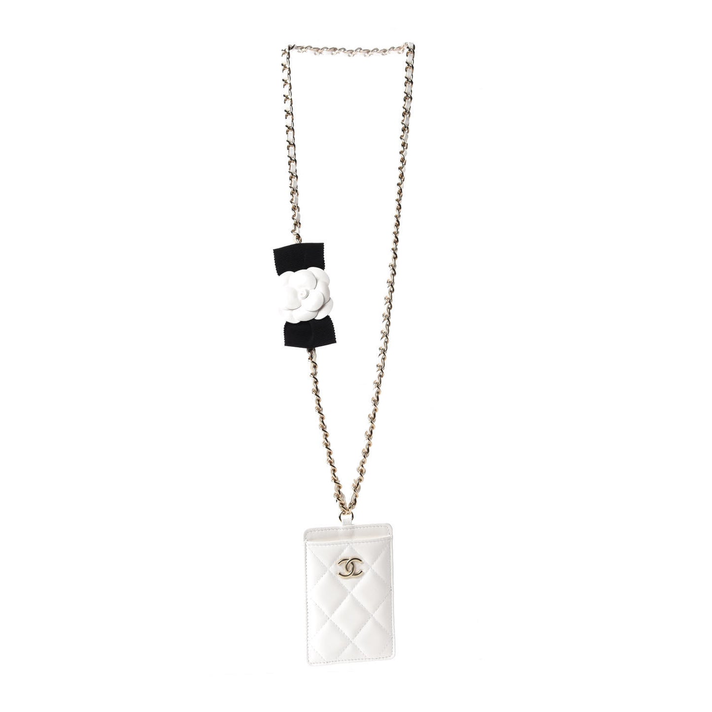 Lambskin Quilted My Chanel Lady Card Holder On Chain White