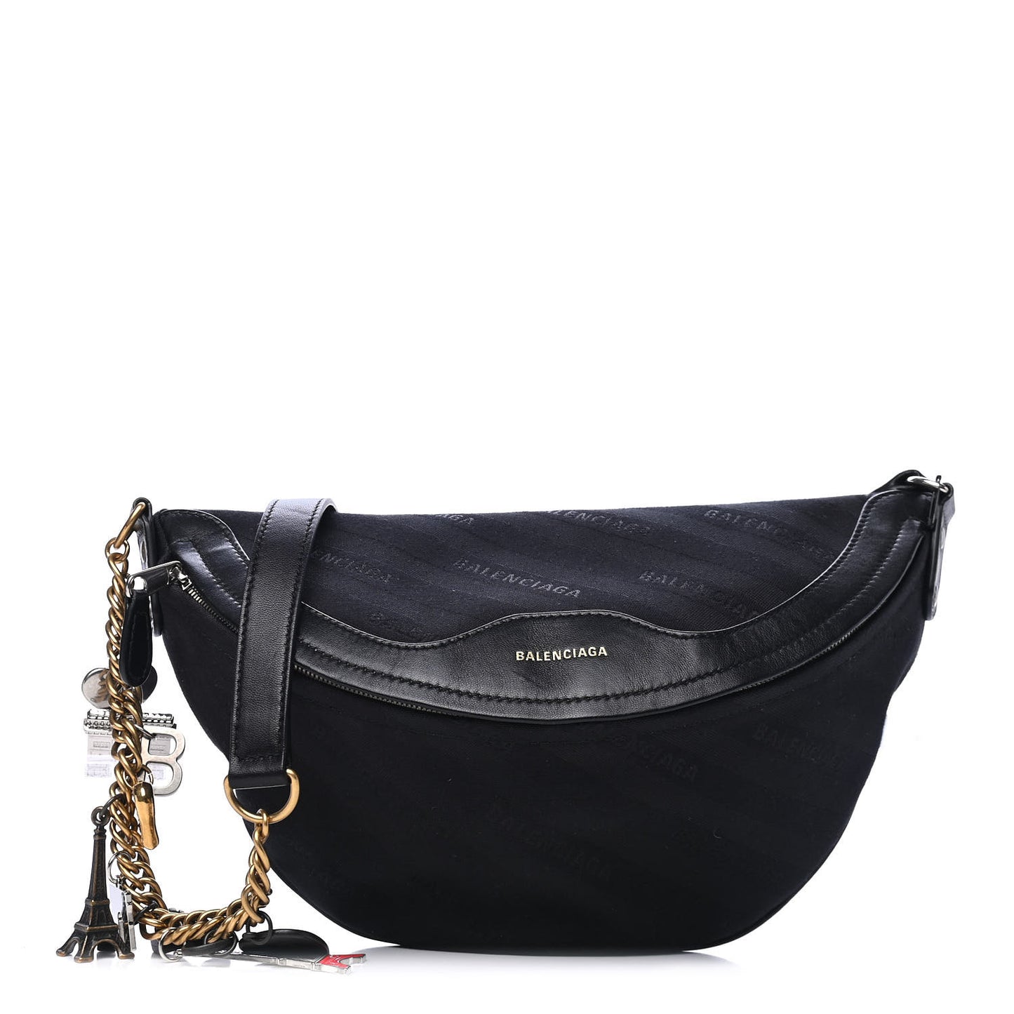 Canvas Jacquard Diagonal Allover Logo XS Souvenir Belt Bag Black