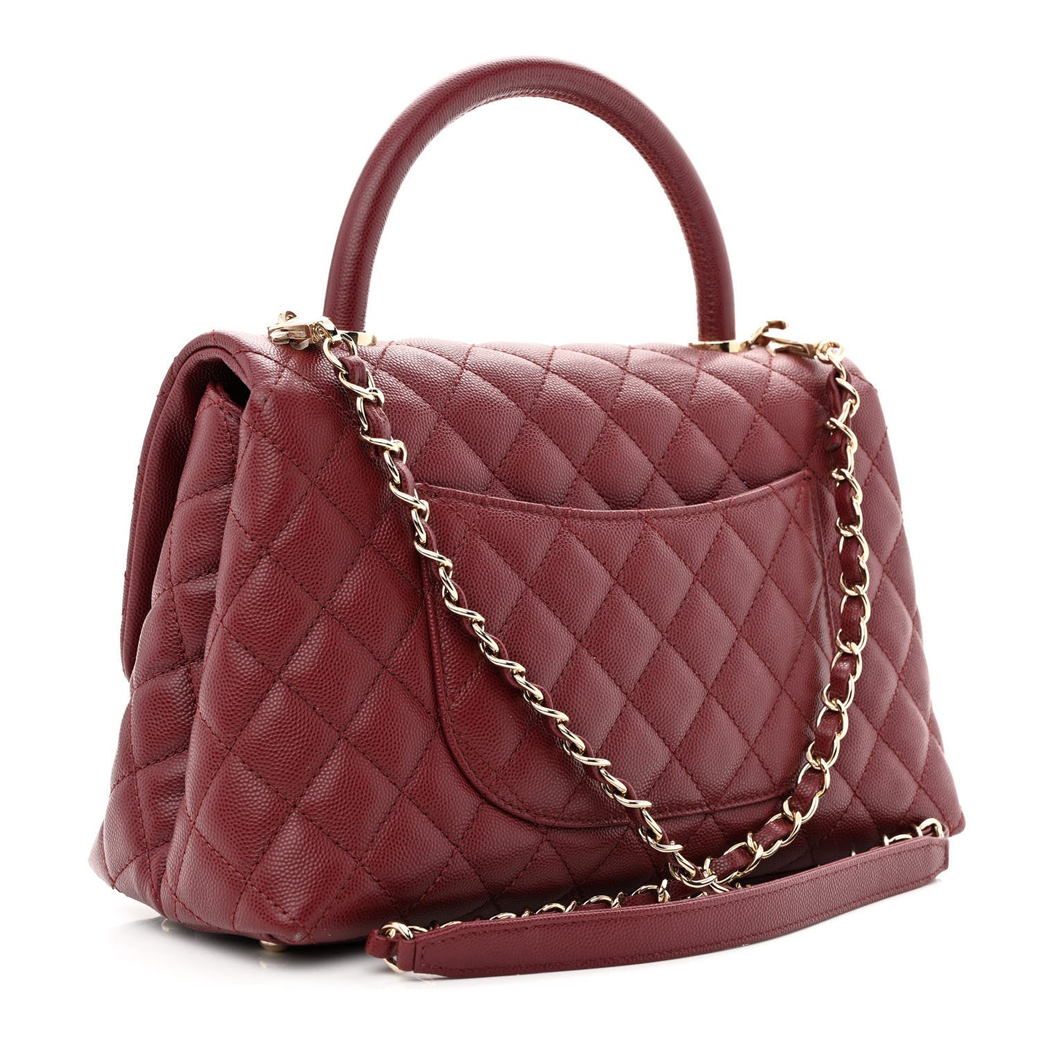 Chanel Caviar Quilted Small Coco Handle Flap Burgundy 3 of 10