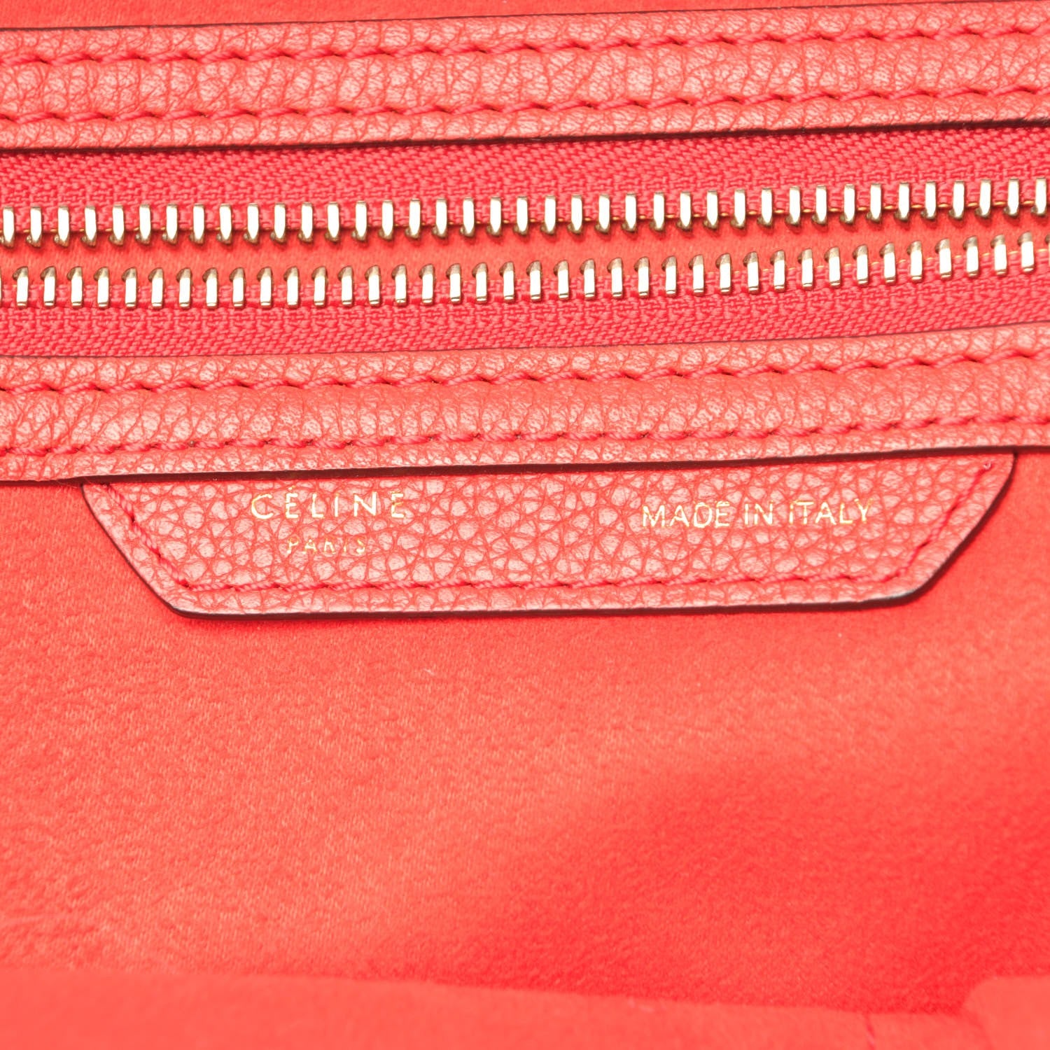 Celine Drummed Calfskin Shoulder Luggage Coquelicot 6 of 9