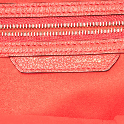 Celine Drummed Calfskin Shoulder Luggage Coquelicot 6 of 9