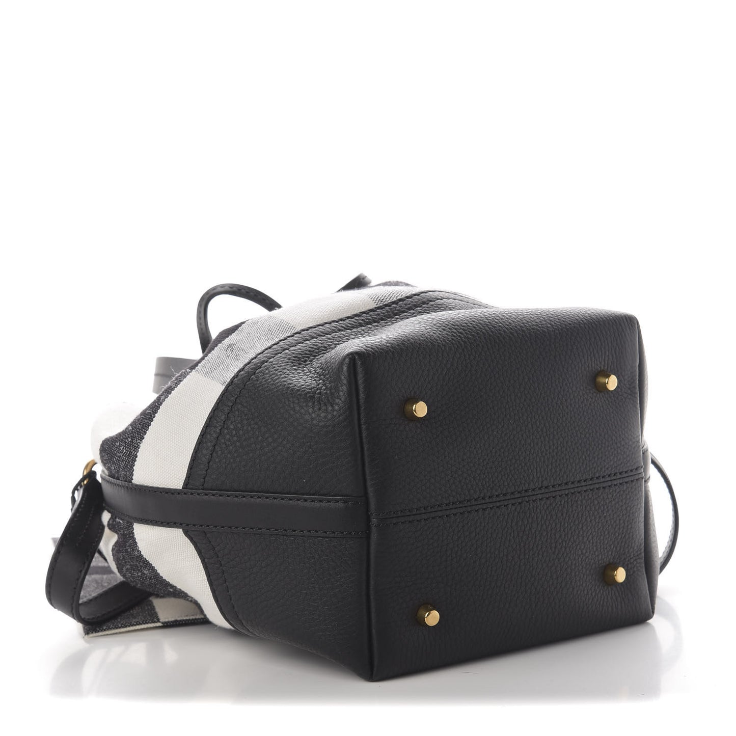 Grainy Calfskin House Check Canvas Small Heston Crossbody White Black