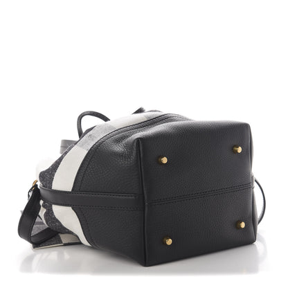 Burberry Grainy Calfskin House Check Canvas Small Heston Crossbody White Black 6 of 10