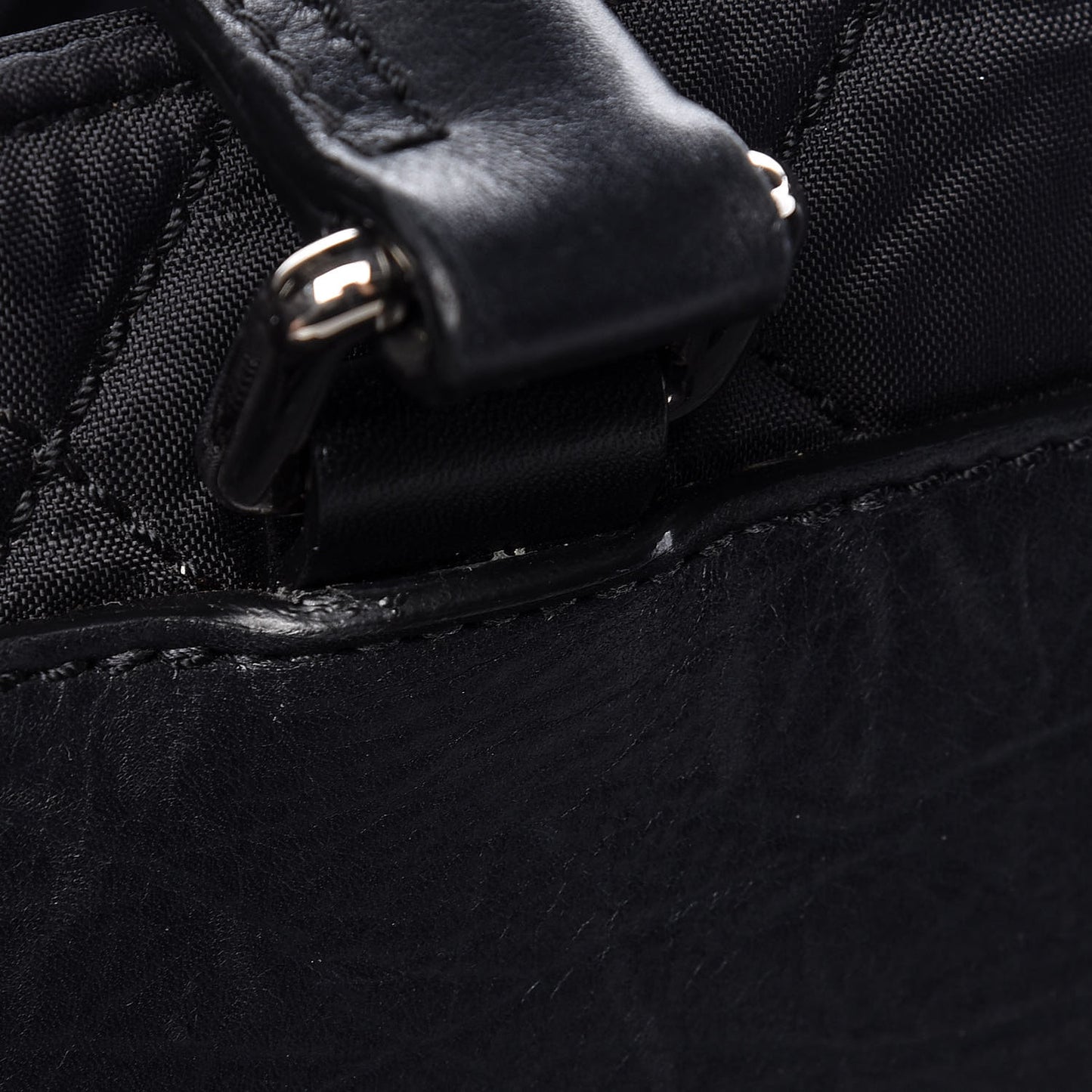 Nylon Quilted Calfskin Large CC Tote Bag Black
