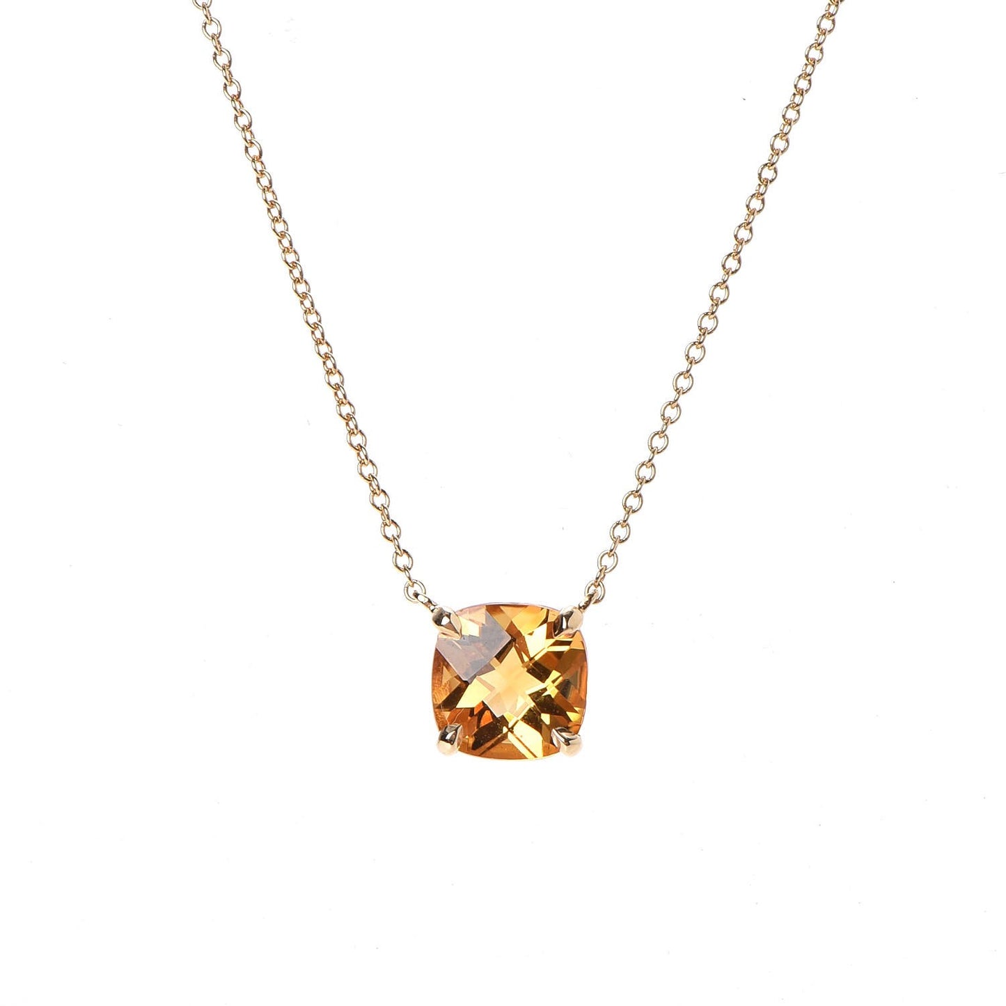 18K Yellow Gold Citrine Sparklers Pendant Necklace