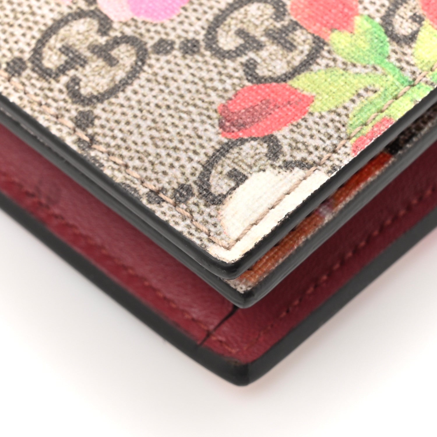 Gucci GG Supreme Monogram Blooms Chain Wallet Beige Multicolor Dry Rose 12 of 15