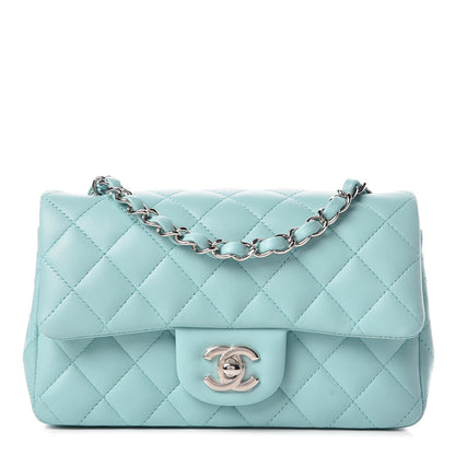 Chanel Lambskin Quilted Mini Rectangular Flap Light Blue 1 of 11