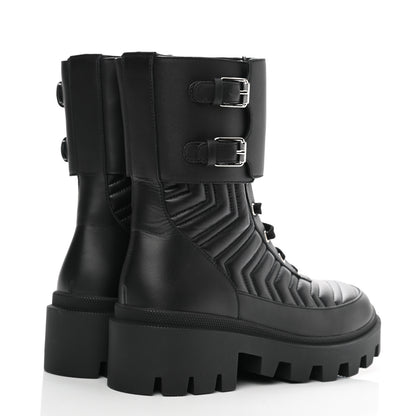 Gucci Nappa Frances GG Matelasse Platform Combat Boots 38.5 Black 4 of 9