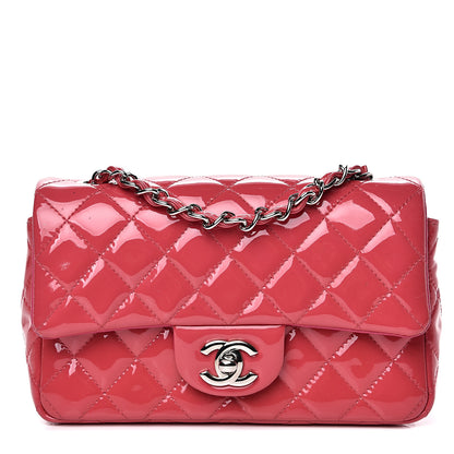 Chanel Patent Calfskin Quilted Mini Rectangular Flap Pink 1 of 14