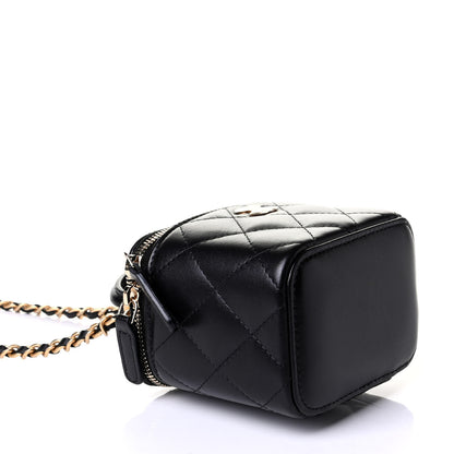Chanel Lambskin Quilted Top Handle Mini Vanity Case With Chain Black 3 of 5