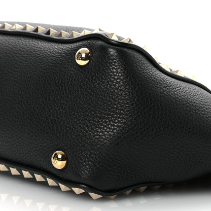 Valentino Garavani Grained Calfskin Small Rockstud Tote Black 9 of 9