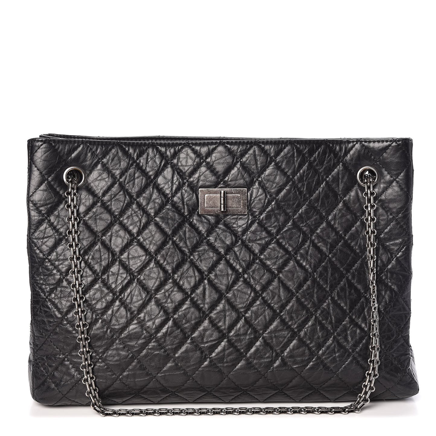 Aged Calfskin Quilted Reissue 2.55 Tote Black