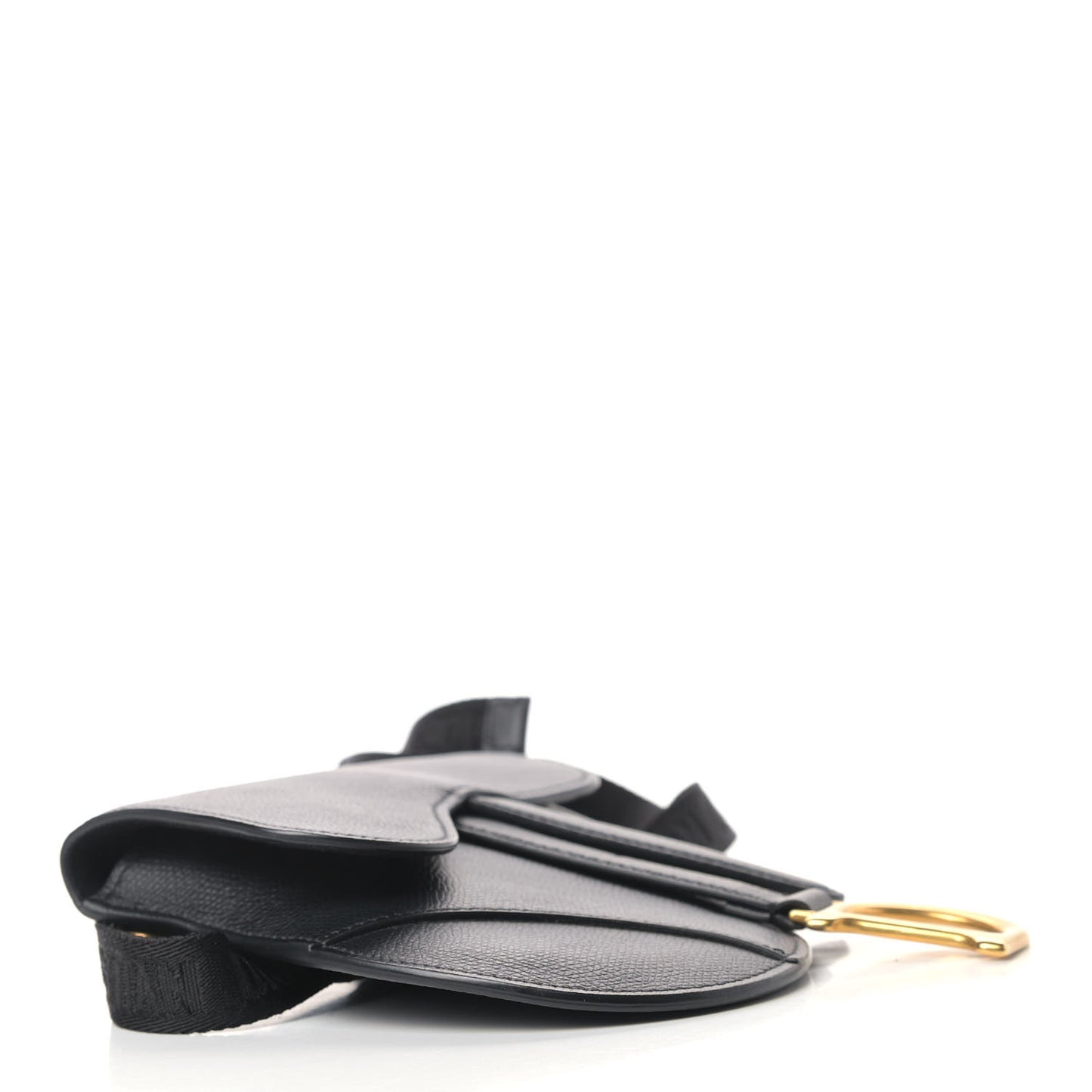 Grained Calfskin Saddle Belt Bag Black