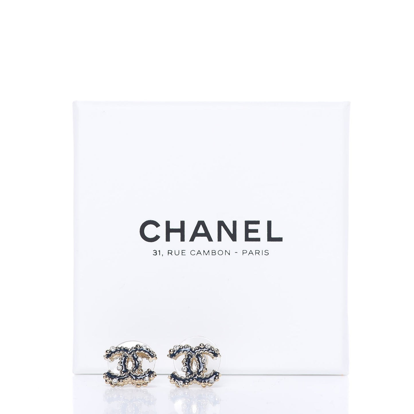 Enamel CC Baroque Earrings Blue Gold