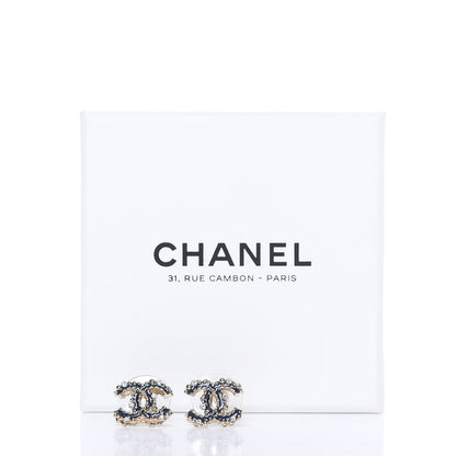 Chanel Enamel CC Baroque Earrings Blue Gold 5 of 5