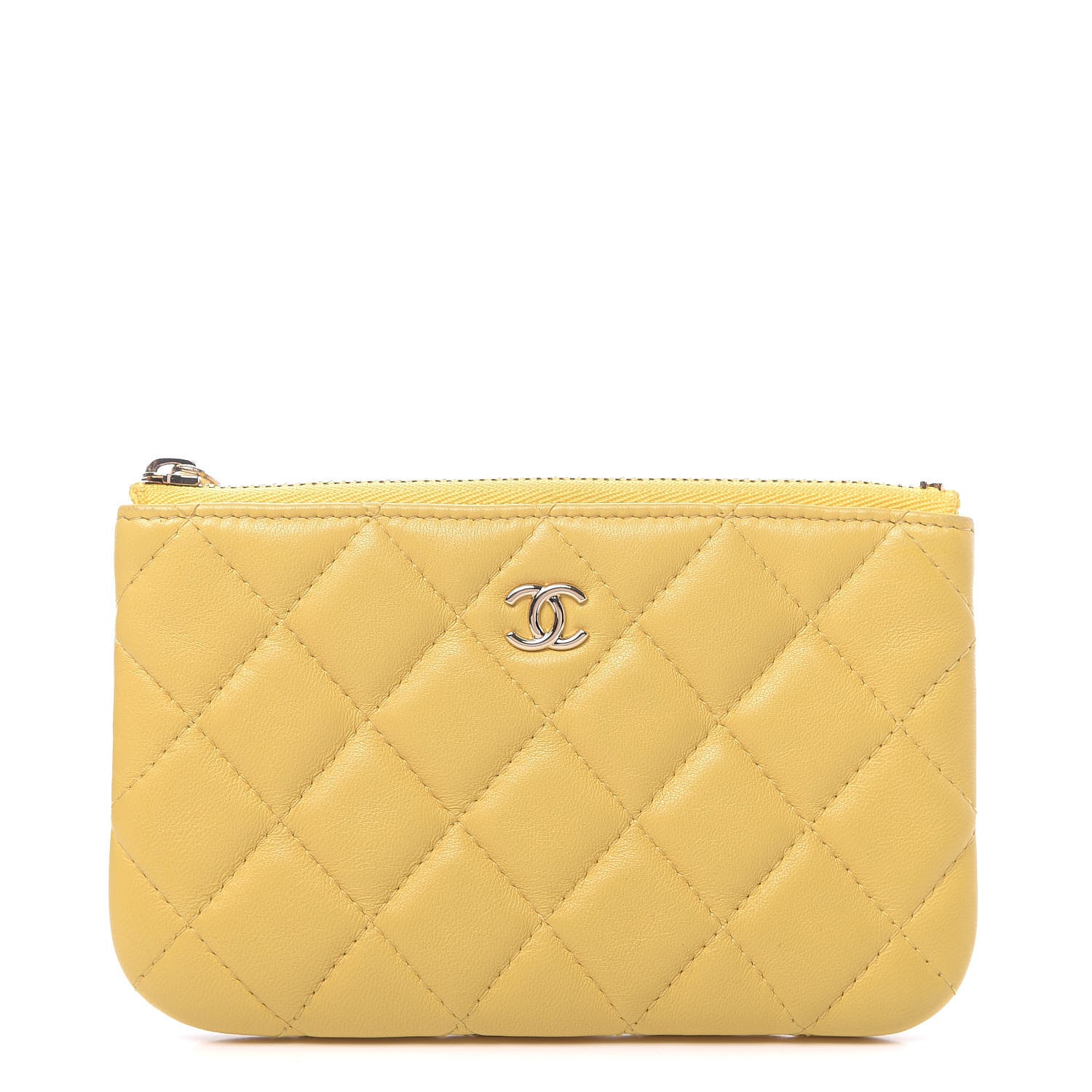 Chanel Lambskin Quilted Small Cosmetic Case Yellow 1 of 8