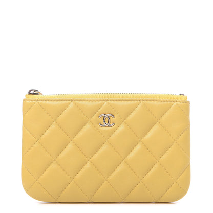 Chanel Lambskin Quilted Small Cosmetic Case Yellow 1 of 8