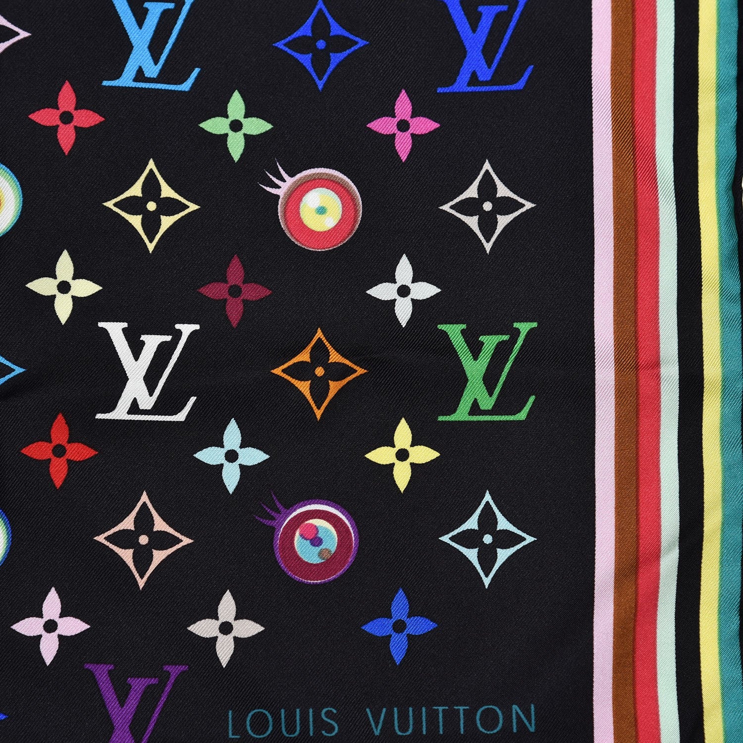 Louis Vuitton Silk Multicolor Eye Love Scarf Black 5 of 7