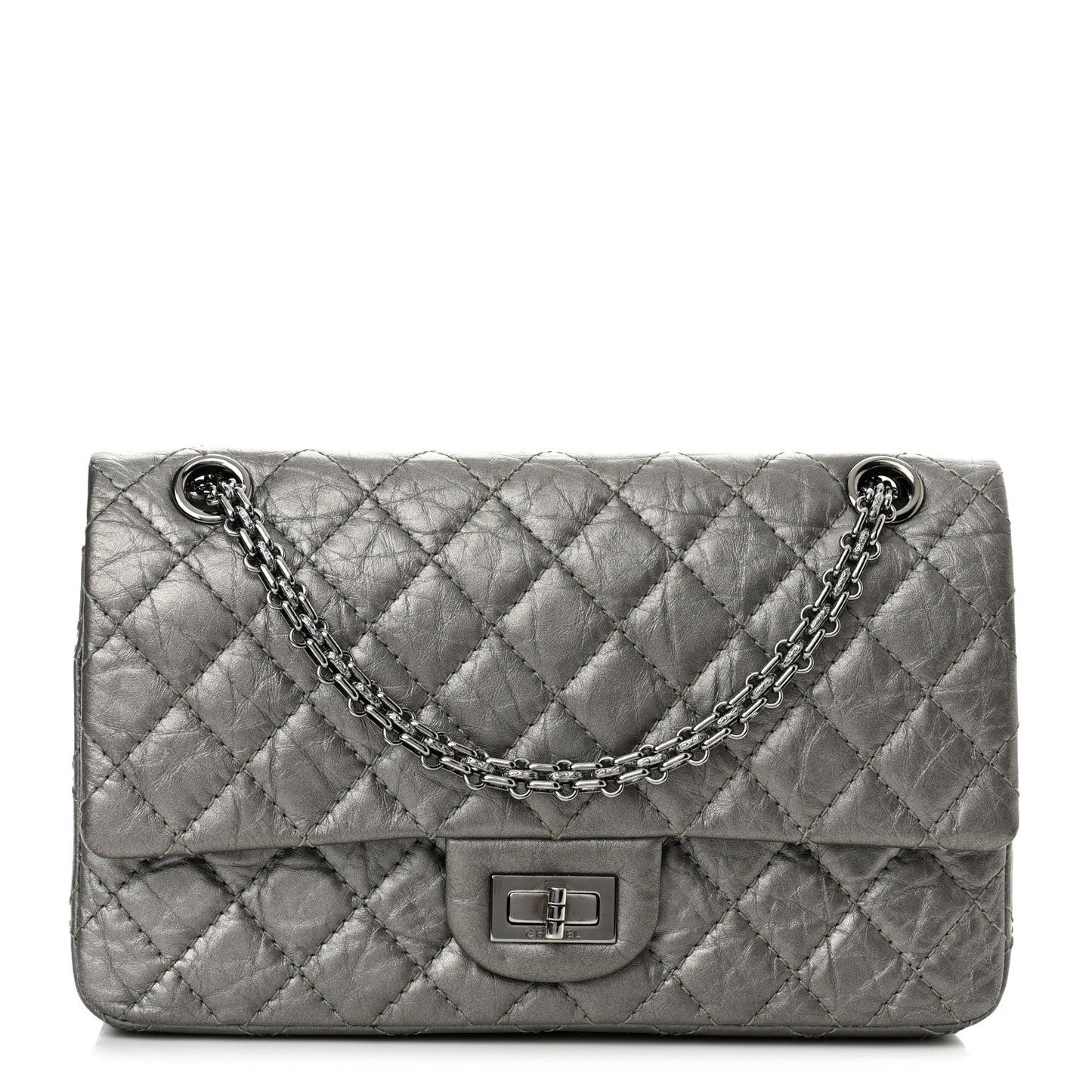 Metallic Aged Calfskin 2.55 Reissue 225 Flap Silver
