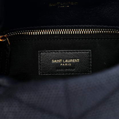 Saint Laurent Canvas Quilted Toy Loulou Puffer Monogram Chain Satchel Deep Marine 7 of 12