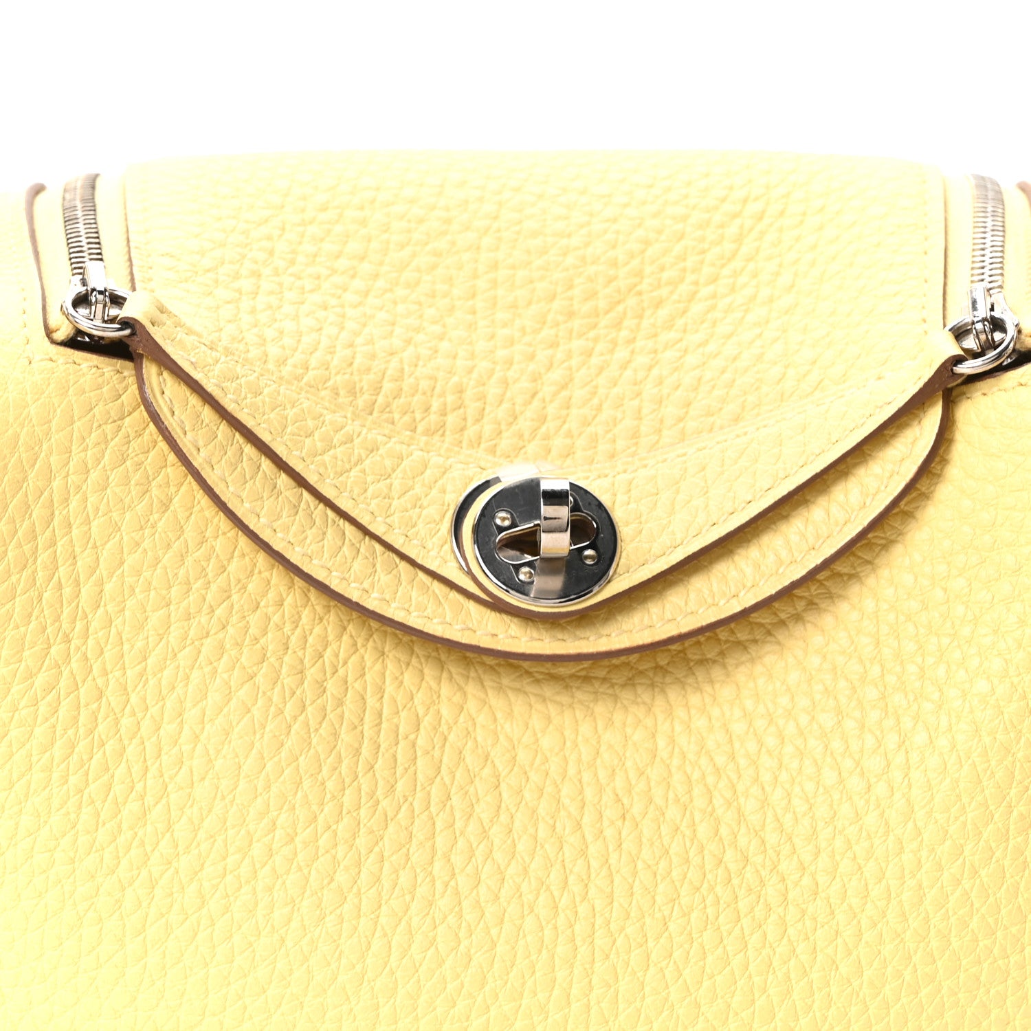 Hermes Taurillon Clemence Verso Mini Lindy 20 Jaune Poussin Craie 8 of 10
