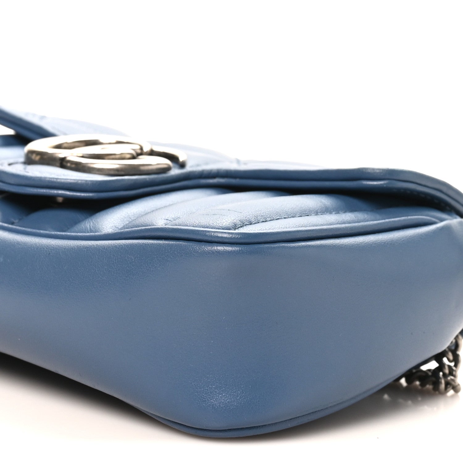 Gucci Calfskin Matelasse Aria Super Mini GG Marmont Shoulder Bag Clear Blue 10 of 10