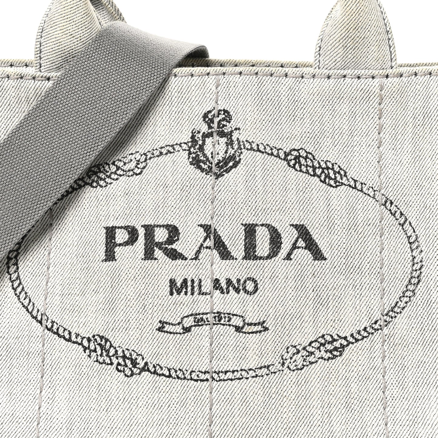 Denim Small Logo Tote Bianco