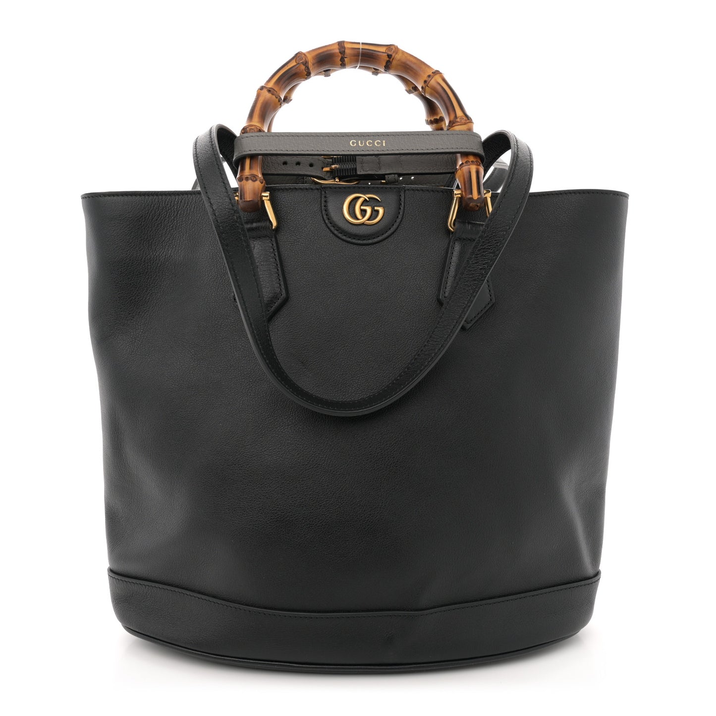 Calfskin Medium Diana Round Tote Bag Black Grey