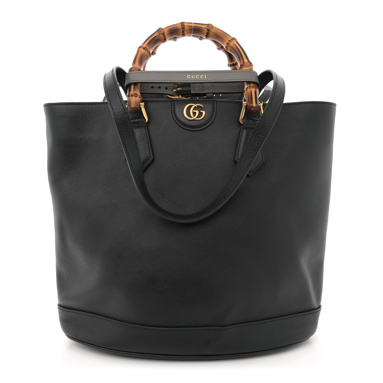 Gucci Calfskin Medium Diana Round Tote Bag Black Grey 1 of 12