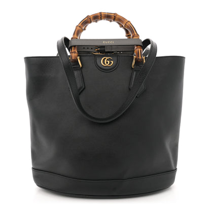 Gucci Calfskin Medium Diana Round Tote Bag Black Grey 1 of 12