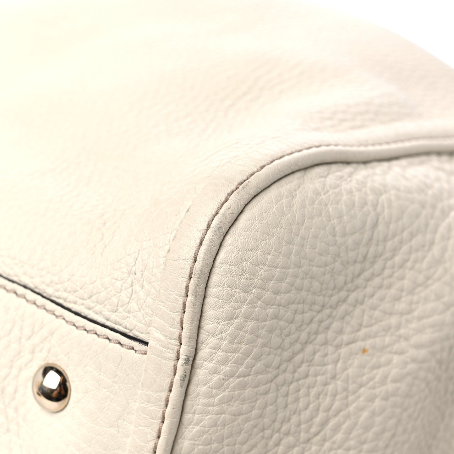 Pebbled Calfskin Large Soho Shoulder Bag Off White