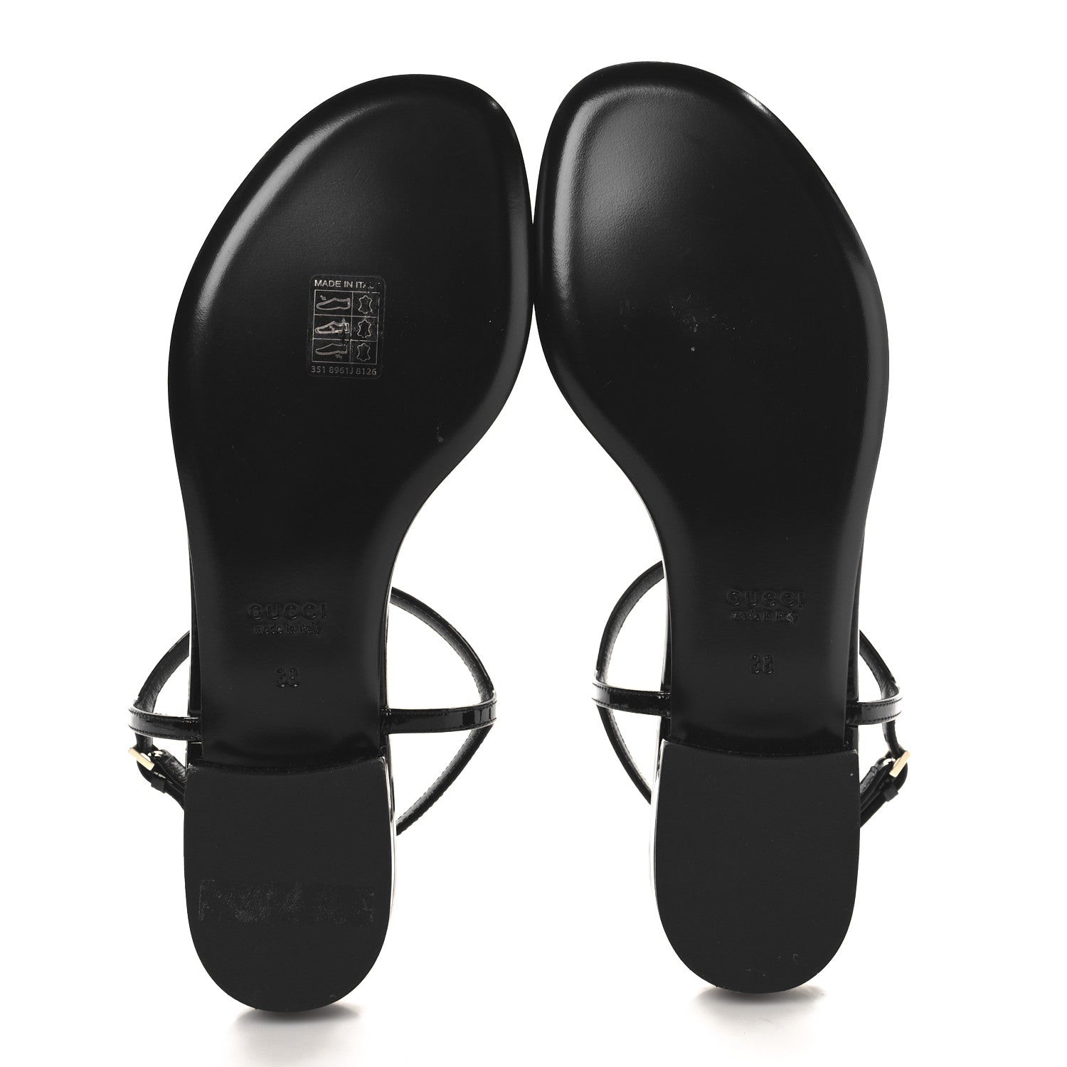 Gucci Vernice Crystal Signoria Thong Sandals 38 Black 6 of 9