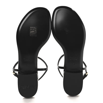 Gucci Vernice Crystal Signoria Thong Sandals 38 Black 6 of 9