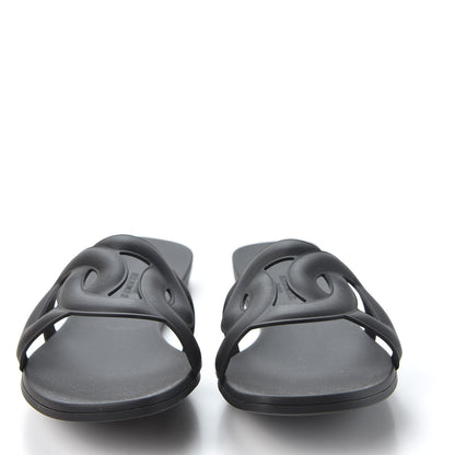 Hermes Rubber Aloha Sandals 38 Black 3 of 9