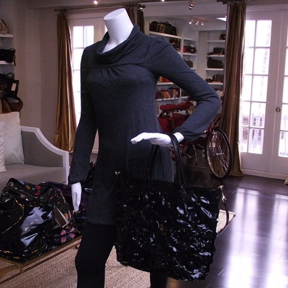 Patent Floral Bag Black
