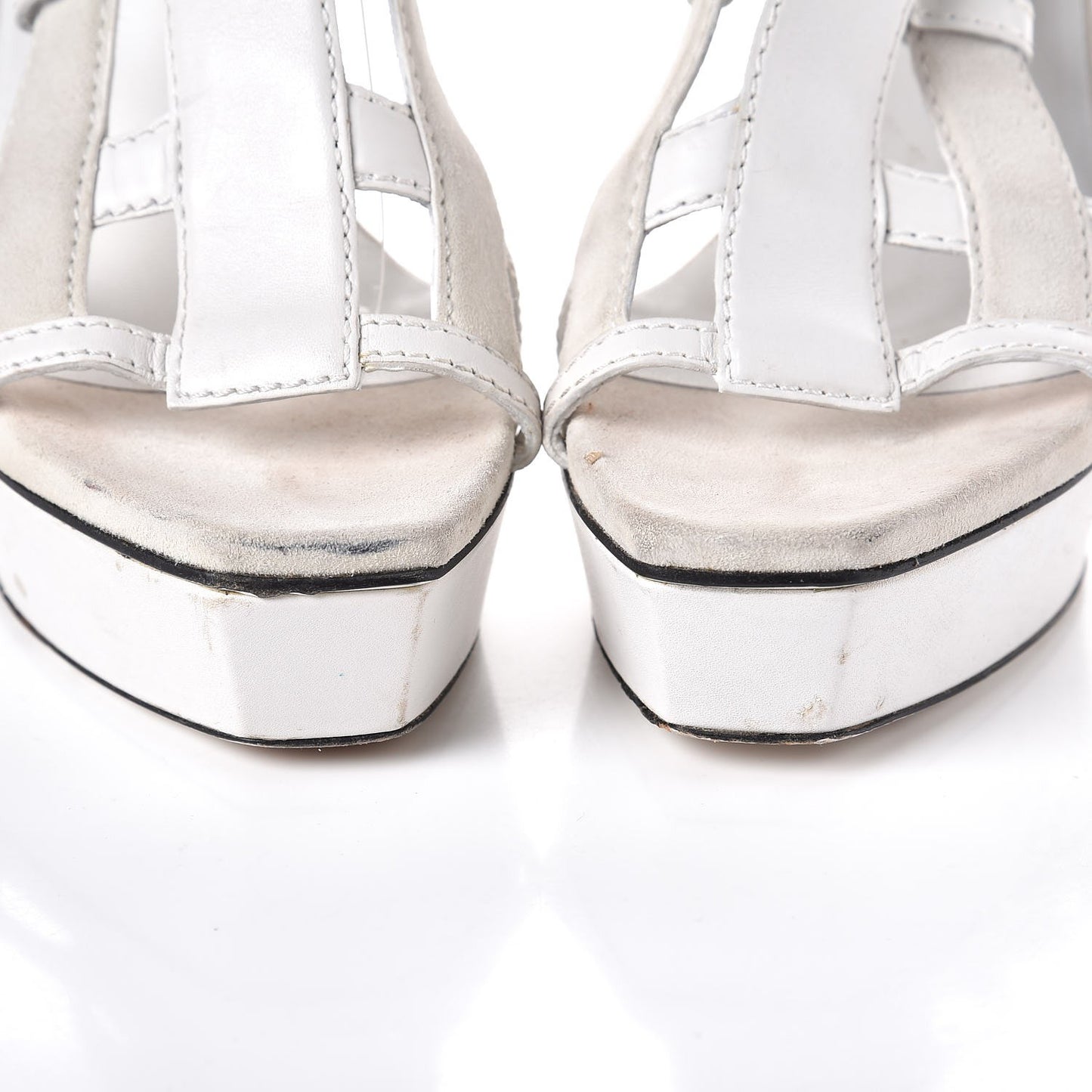 Calfskin Suede Daryl Cage Platform Sandals 40 White