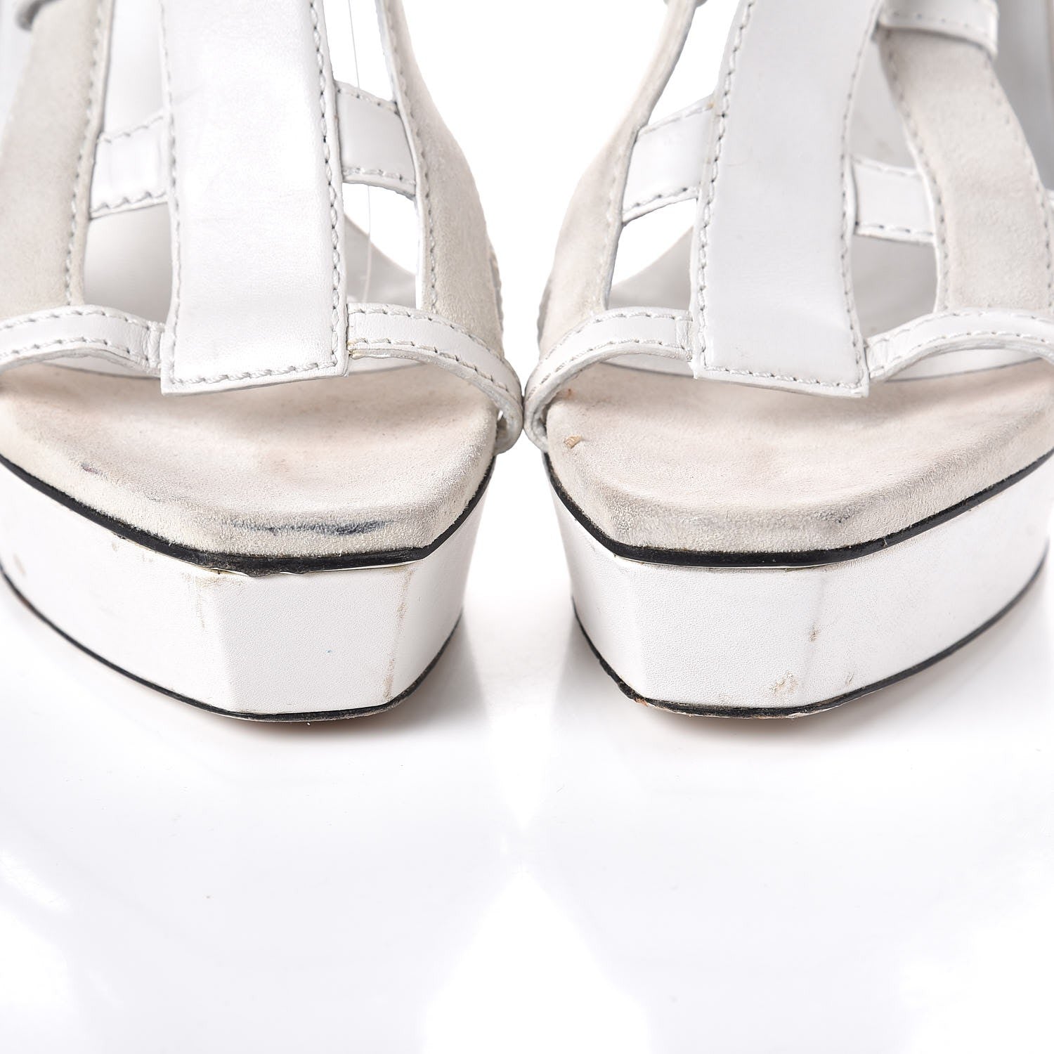 Gucci Calfskin Suede Daryl Cage Platform Sandals 40 White 14 of 15
