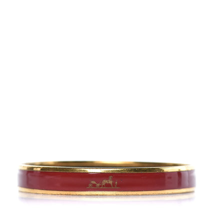 Hermes Enamel Printed Narrow Caleche Bracelet 65 Rouge H 1 of 6