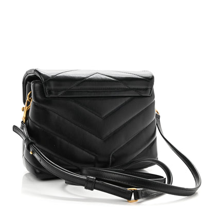 Saint Laurent Calfskin Y Quilted Monogram Toy Loulou Crossbody Bag Black 3 of 12
