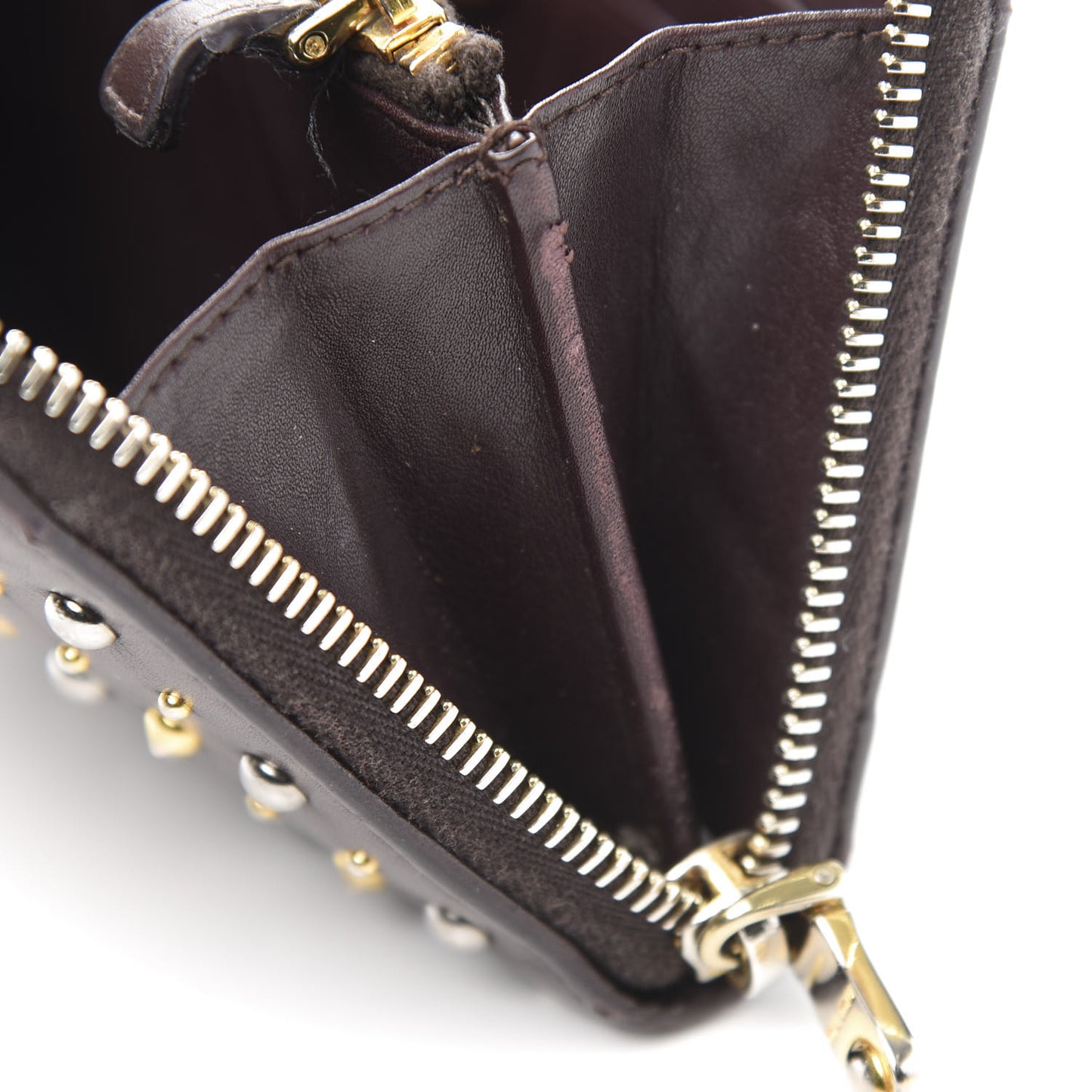 Nappa Studded Zip Around Wallet Prugna