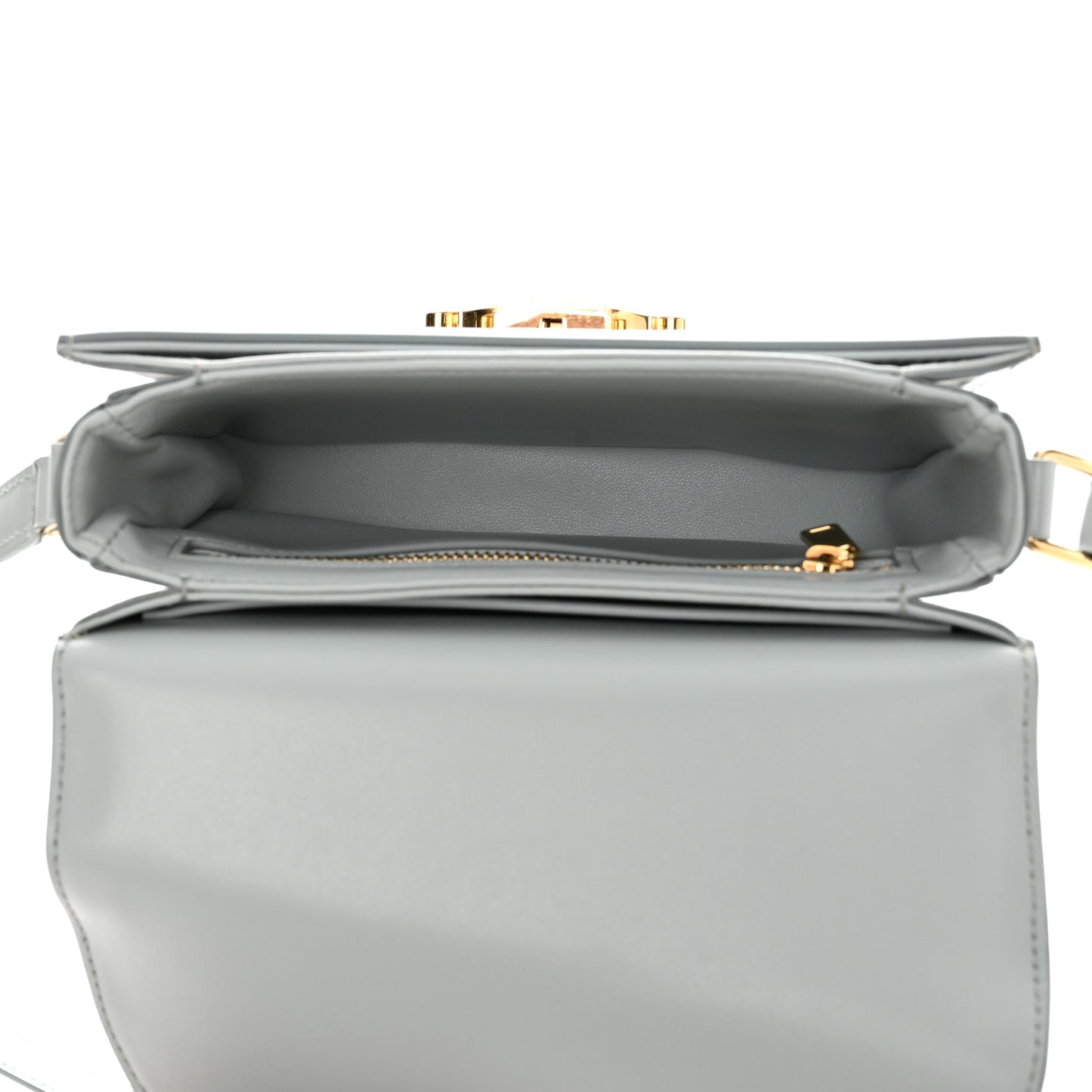 Shiny Calfskin Besace Clea Triomphe Blue Gray