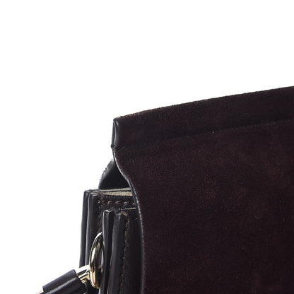Chloe Calfskin Suede Medium Faye Shoulder Bag Carbon Brown 8 of 14