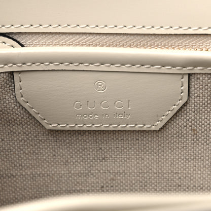 Gucci Boarded Dyana Lux Calfskin Web Small Bamboo 1947 Top Handle Bag Mystic White 6 of 9