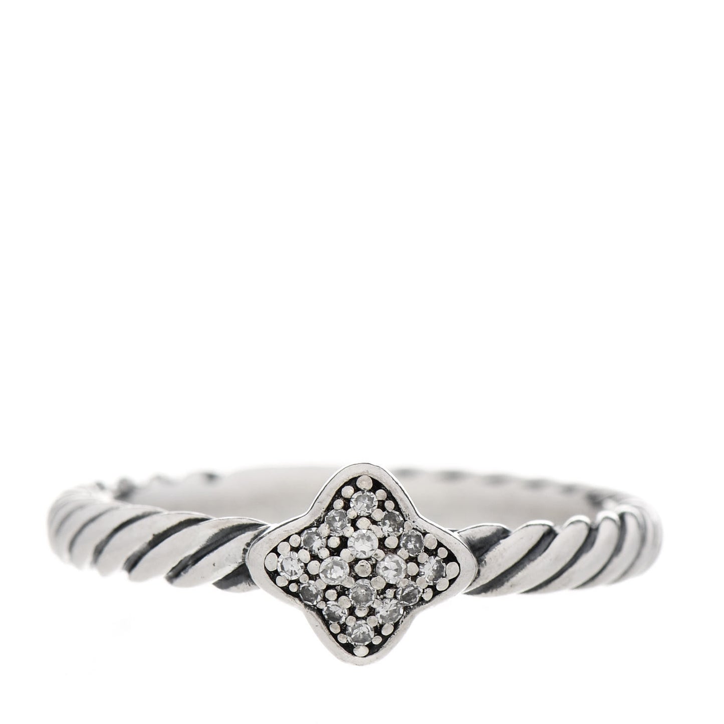 Sterling Silver Diamond Quatrefoil Ring 49 5