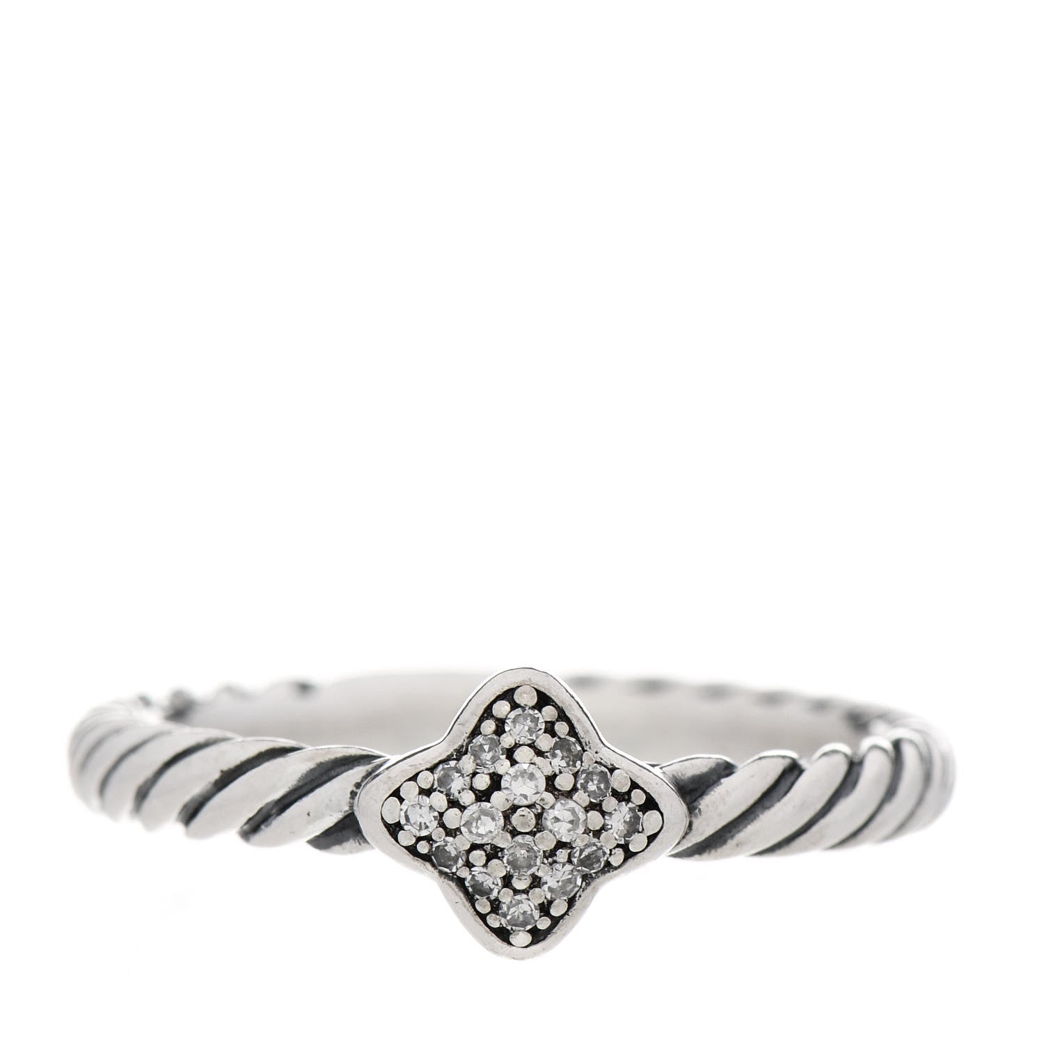 David Yurman Sterling Silver Diamond Quatrefoil Ring 49 5 1 of 5