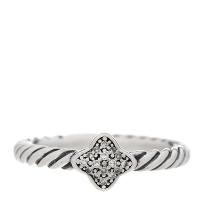 David Yurman Sterling Silver Diamond Quatrefoil Ring 49 5 1 of 5