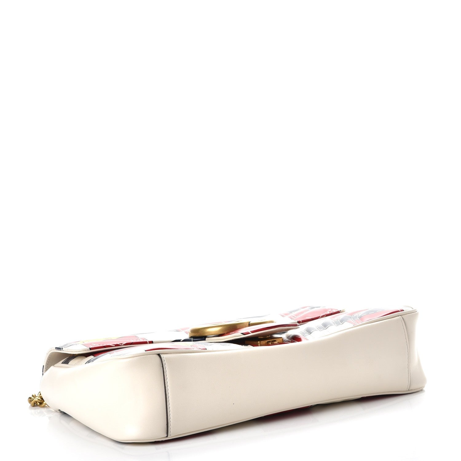 Gucci Calfskin Matelasse Trompe L'Oeil Print Medium GG Marmont Shoulder Bag Mystic White Hibiscus Red Marine Giallo 5 of 8