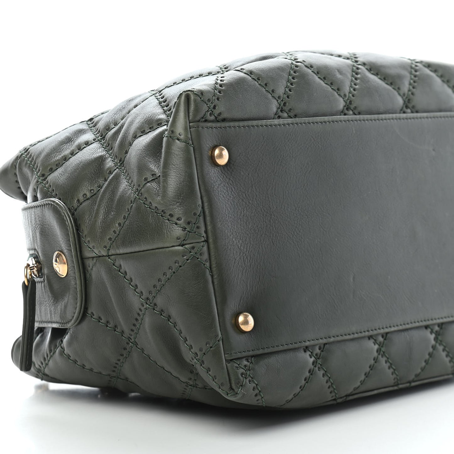 Calfskin Quilted Retro Chain Tote Green